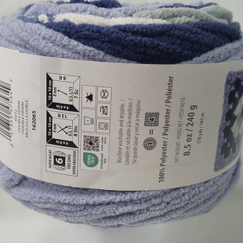 BERNAT Blanket All In One Granny Double Denim Super Bulky Yarn NEW 8.5oz - Picture 5 of 6